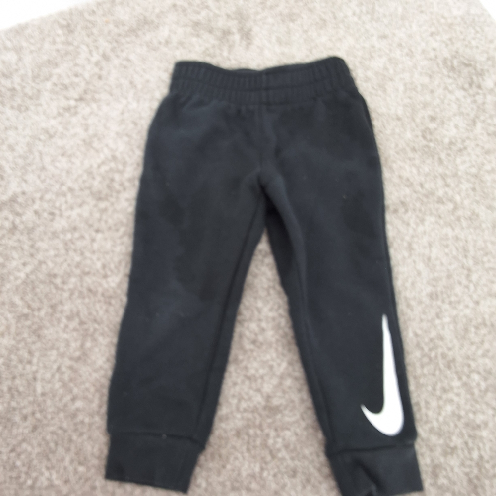Nike 2t Kids Black Joggers with White Swoosh